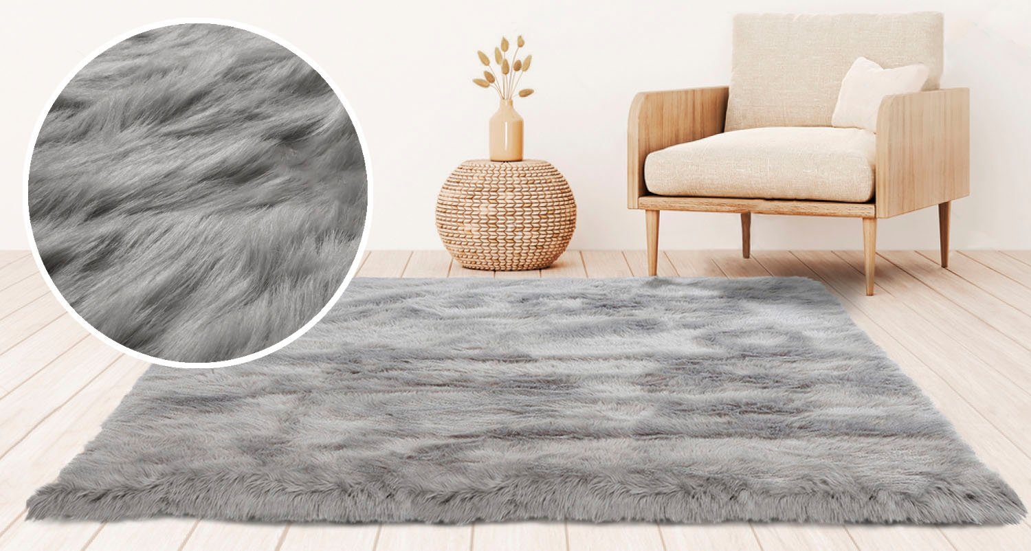 Hochflor-Teppich Valeria Fellteppich kuschelig, Home affaire, rechteckig, Höhe: 60 mm, Kunstfell, weiche Teppiche, Wohnzimmer, Schlafzimmer, Esszimmer