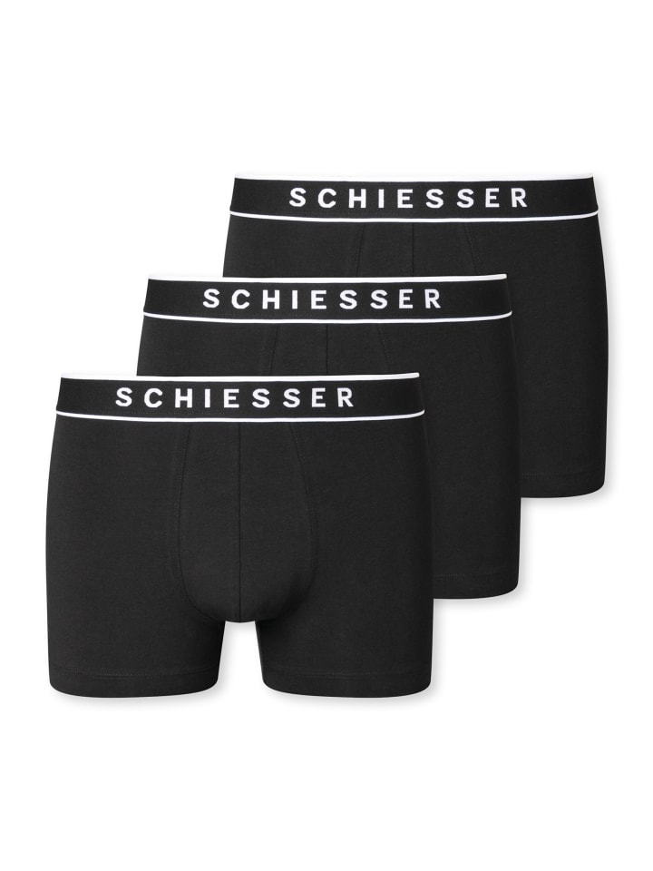 Schiesser Trunks 3er Pack in schwarz günstig kaufen
