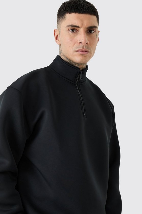 Tall kastiges Oversize Scuba Sweatshirt mit Reißverschluss