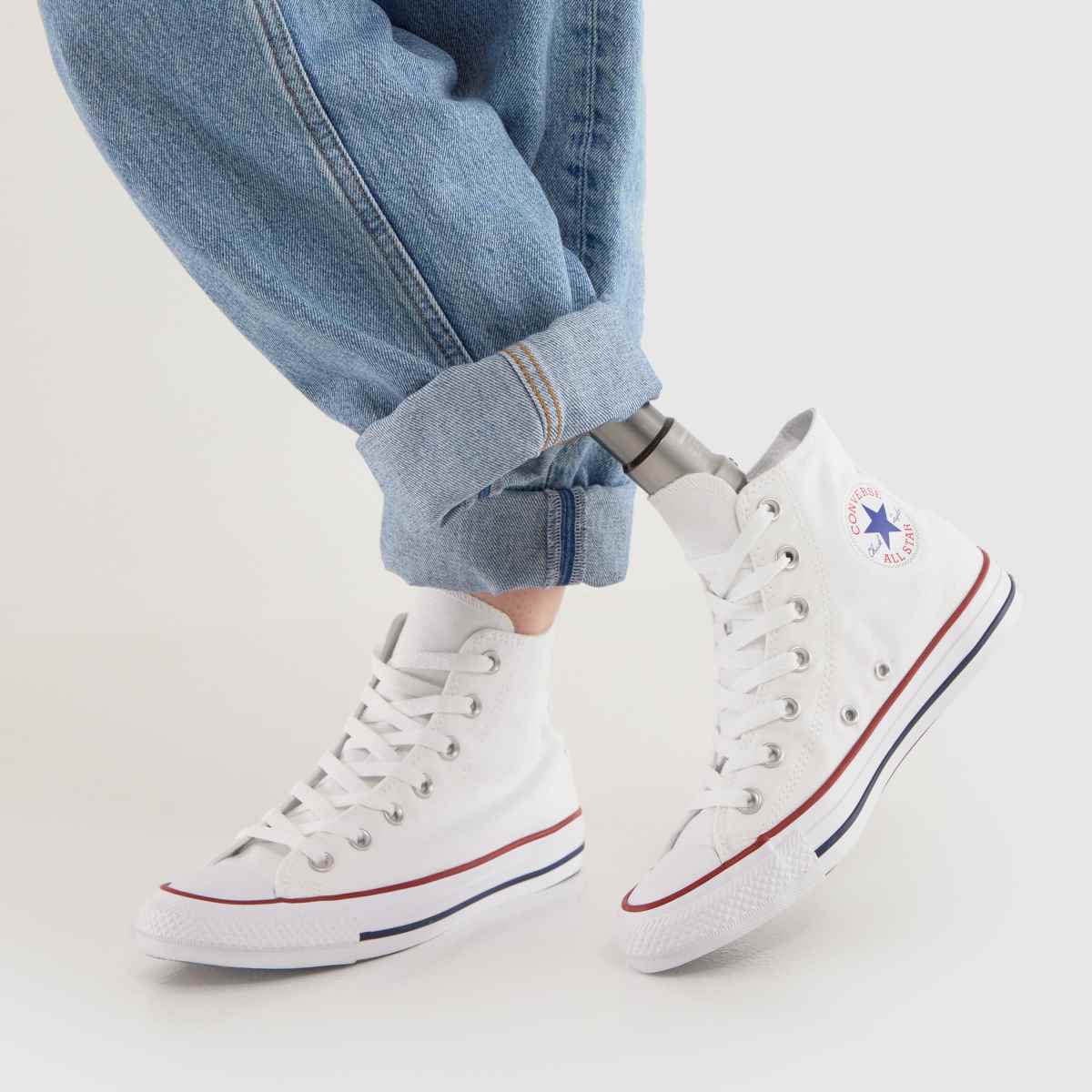 Converse – All Star – Vita höga sneakers