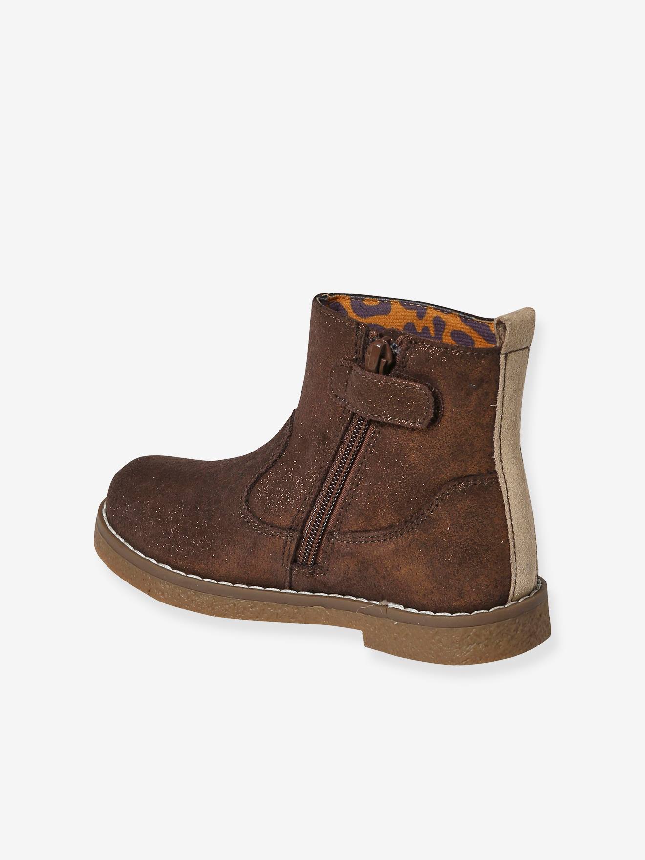 Boots coeur en cuir fille collection maternelle bronze