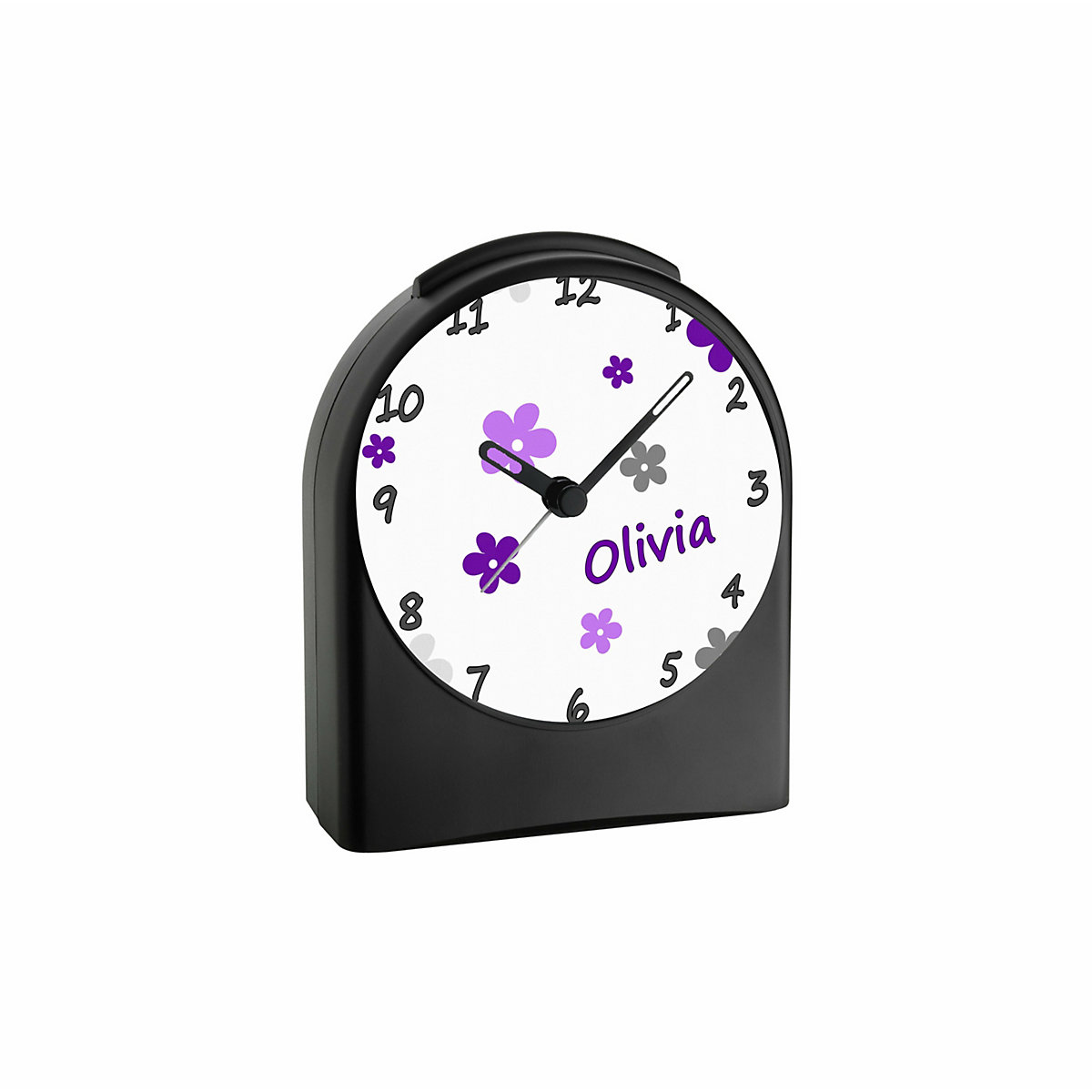 Kinder Funkwecker personalisiert mit Namen Blume Atom-/Funkuhr, 12-Stunden-Anzeigeformat, Schlummerfunktion, Nachtlicht, Geräuschlos/Ohne Ticken