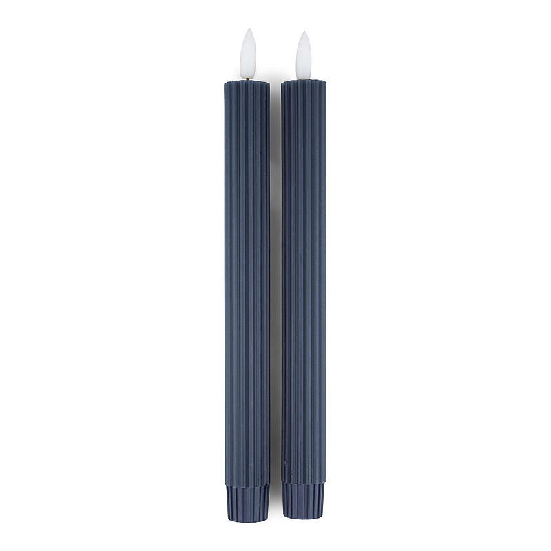 Vie Selected Kronelys 2-pk 24 cm LED rille dyp blå