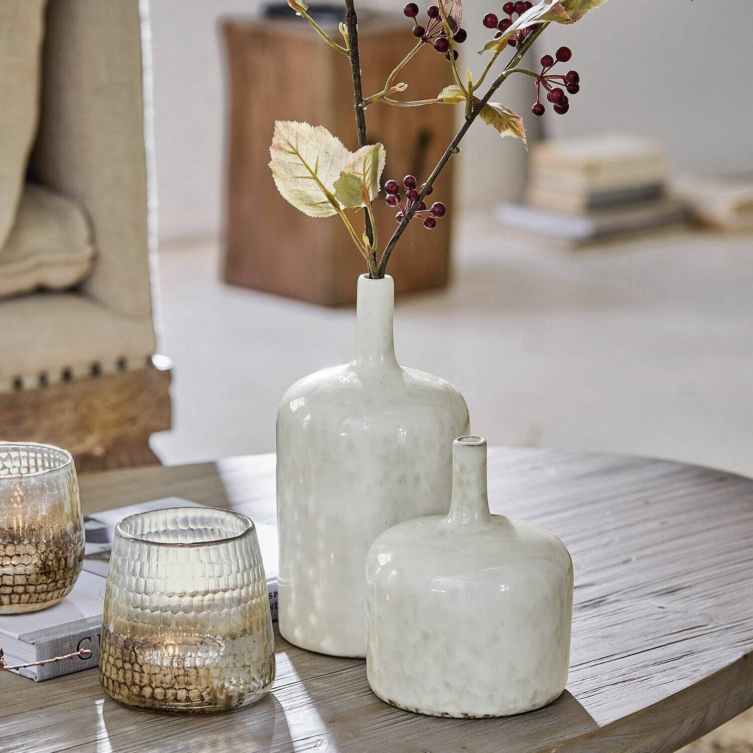 Mirabeau Tischvase Vase 2er Set Kurys creme
