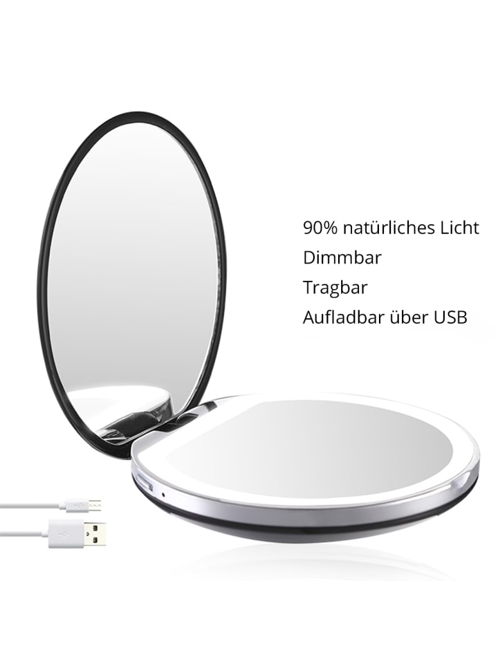 Ailoria MAQUILLAGE Taschenspiegel mit dimmbarer LED-Beleuchtung (USB) in schwarz günstig kaufen onesize
