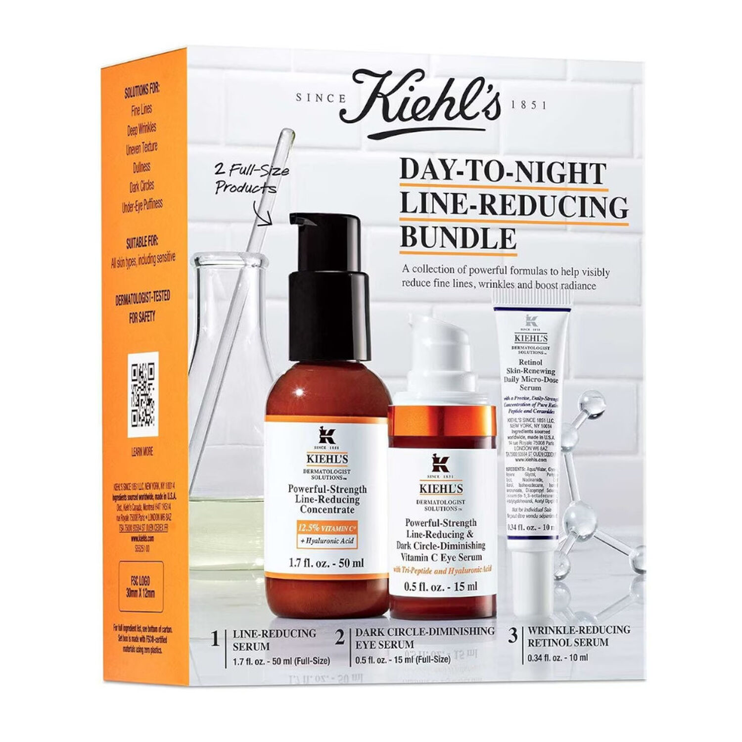 kiehl's Day To Night Line Reducing Bundle Coffret Sérums Visage & Yeux Anti-Rides