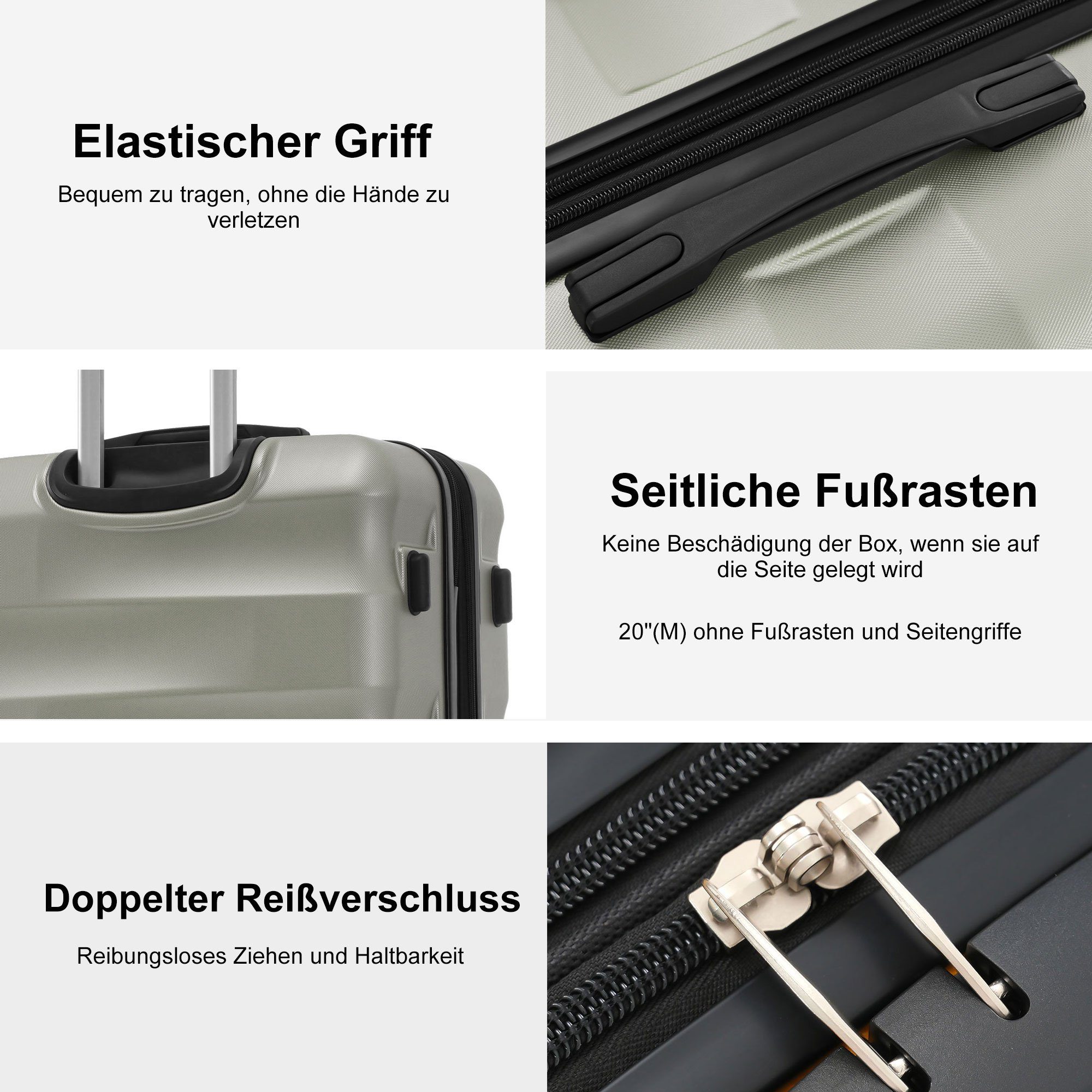 BlingBin Kofferset Hartschalen-Koffer Rollkoffer, 4 Rollen, (set, 3 tlg., TSA Zollschloss), 360° leises Universal-Räder, TSA-Zahlenschloss, Erweiterbar