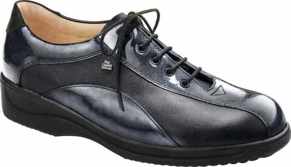 FINN COMFORT Freizeit Schnürer schwarz Oviedo Knautschlack