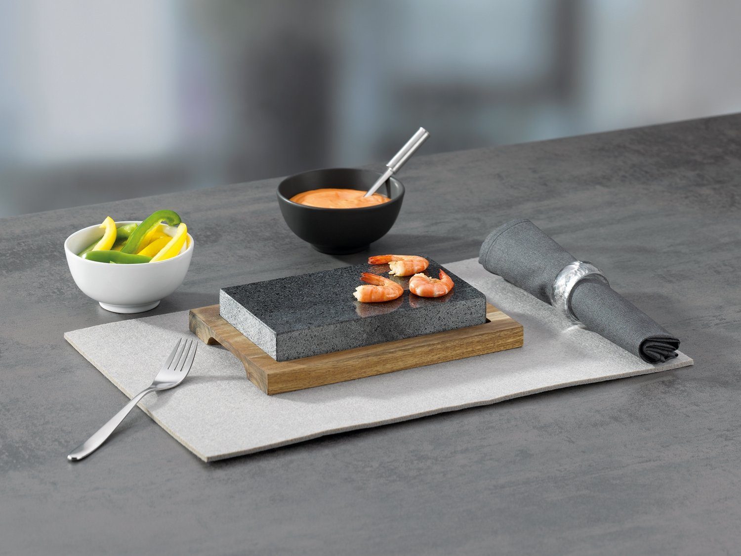 kela Tischgrill Heißer Stein-Set COUNTRY, 2-teilig, 16 x 24 cm, 0,00 W, Brett aus Akazienholz, Stein aus Granit