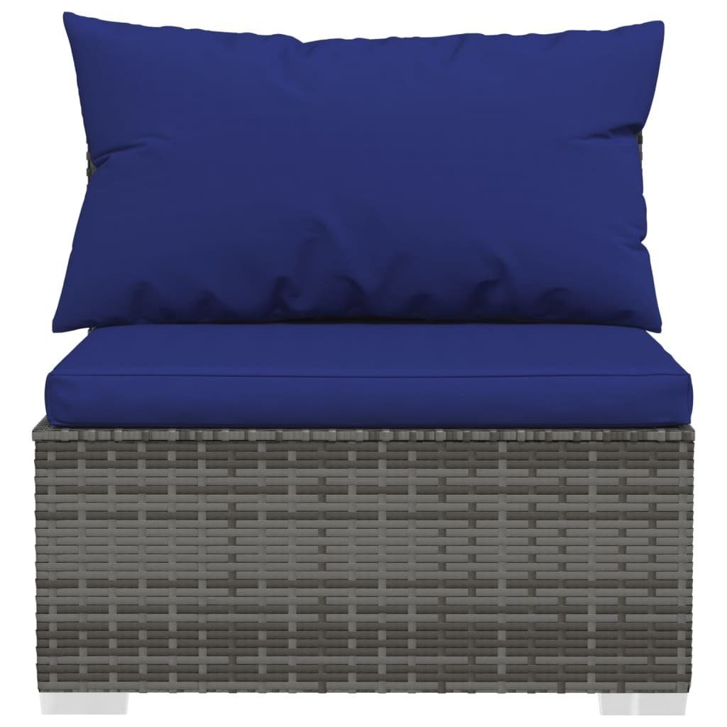 vidaXL Gartenlounge-Set 4-tlg. Garten-Lounge-Set mit Kissen Grau Poly Rattan, (1-tlg)