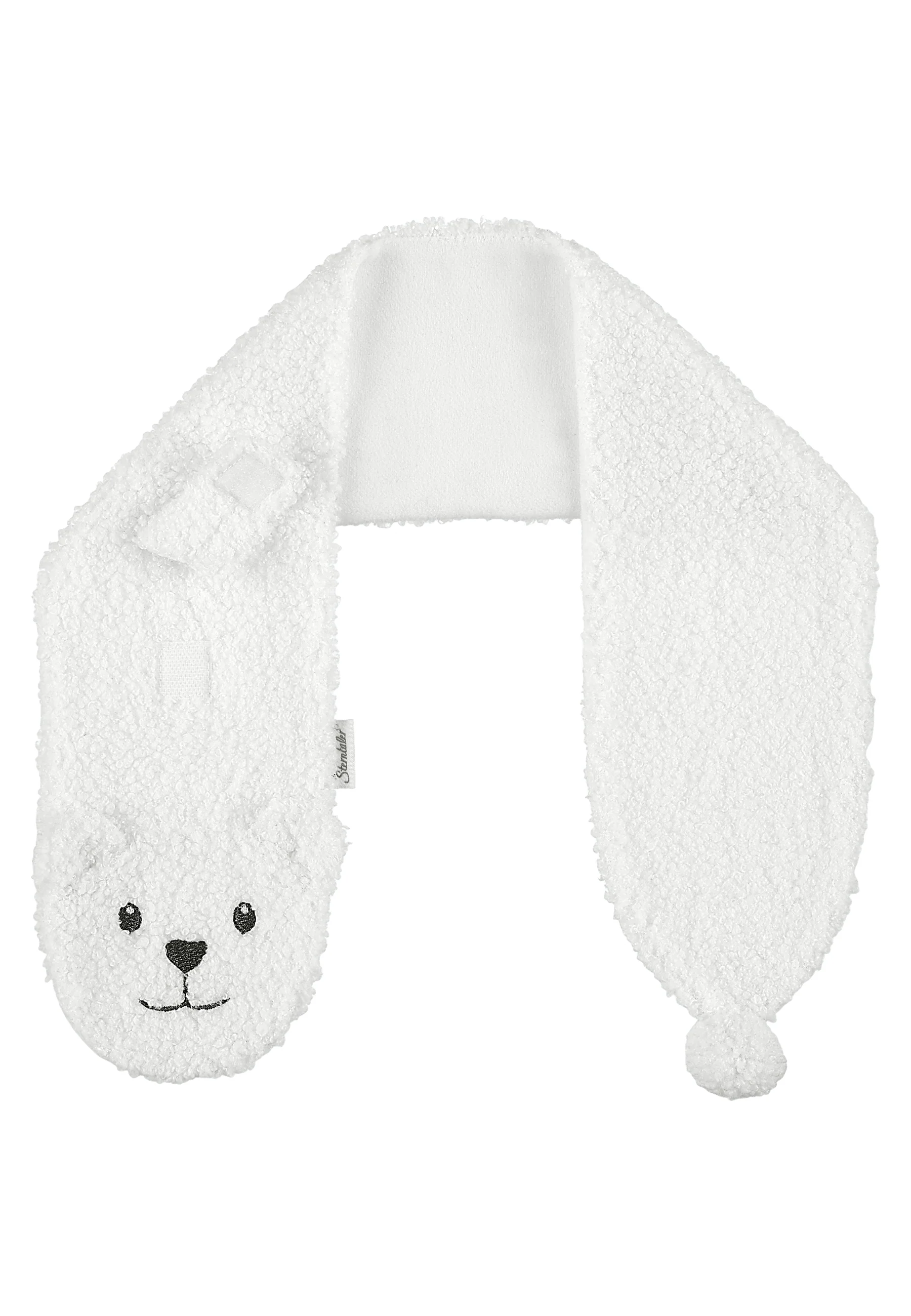 Kinderschal aus Teddyplüsch mit Tiergesicht Eisbär