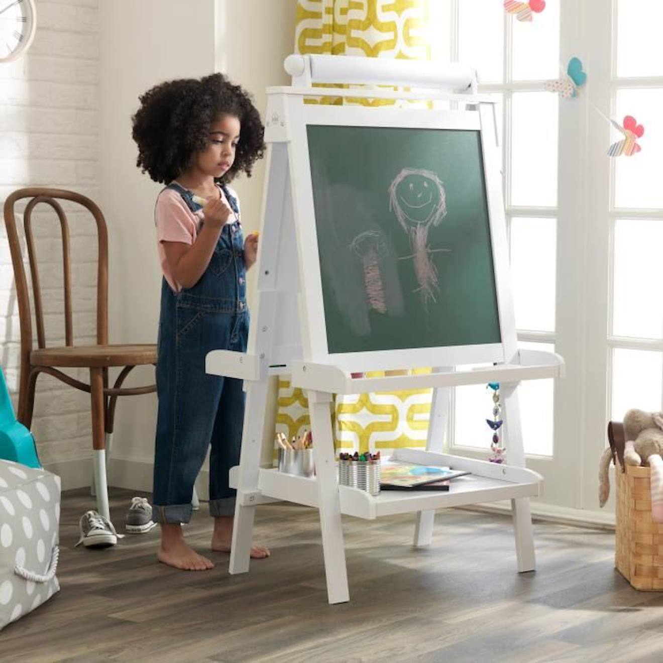 Chevalet Blanc Ajustable en Bois blanc