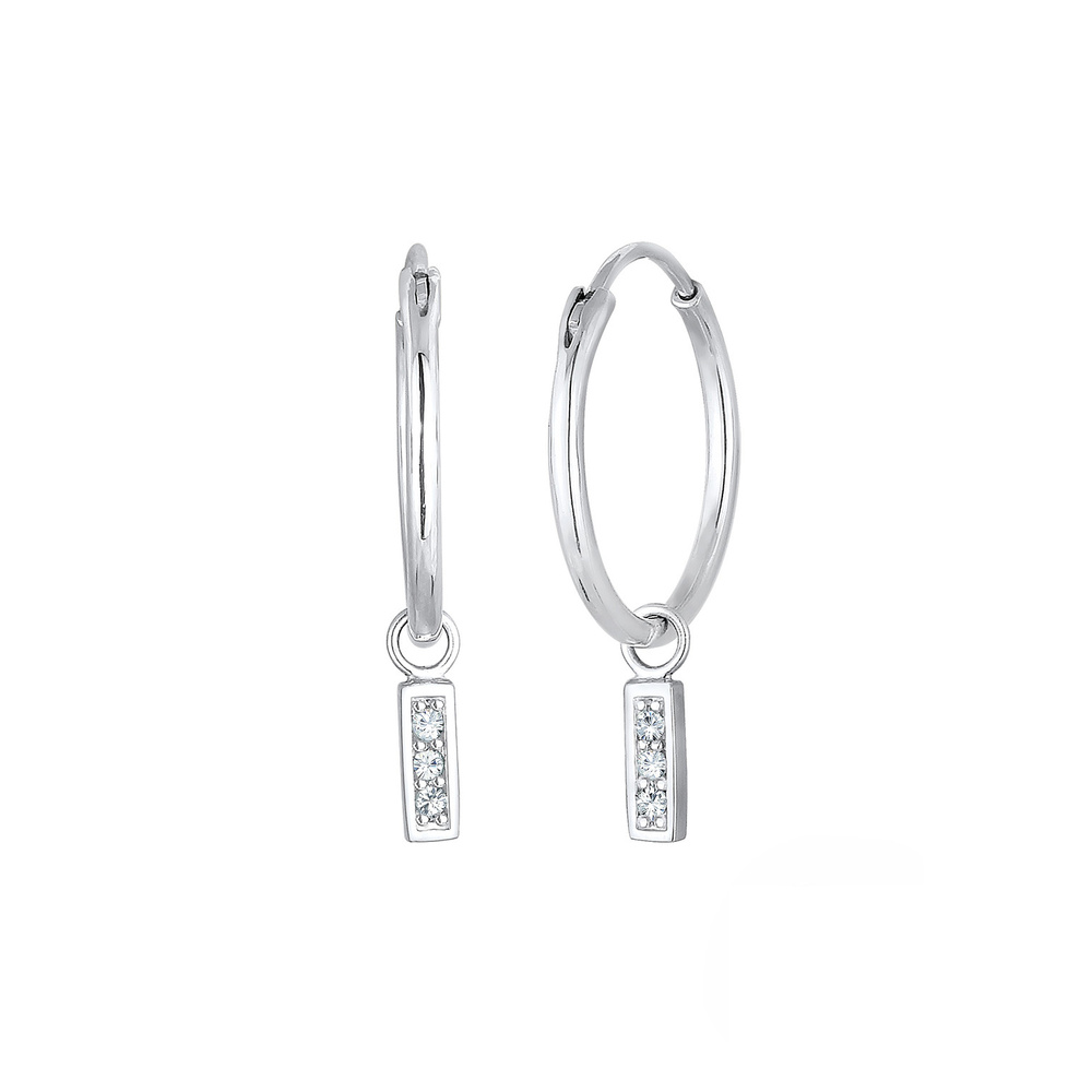 Elli Elli Boucles d'Oreilles Créoles Geo Rectangle Base Cristaux Boucles d'oreilles Fe Boucles d'oreilles