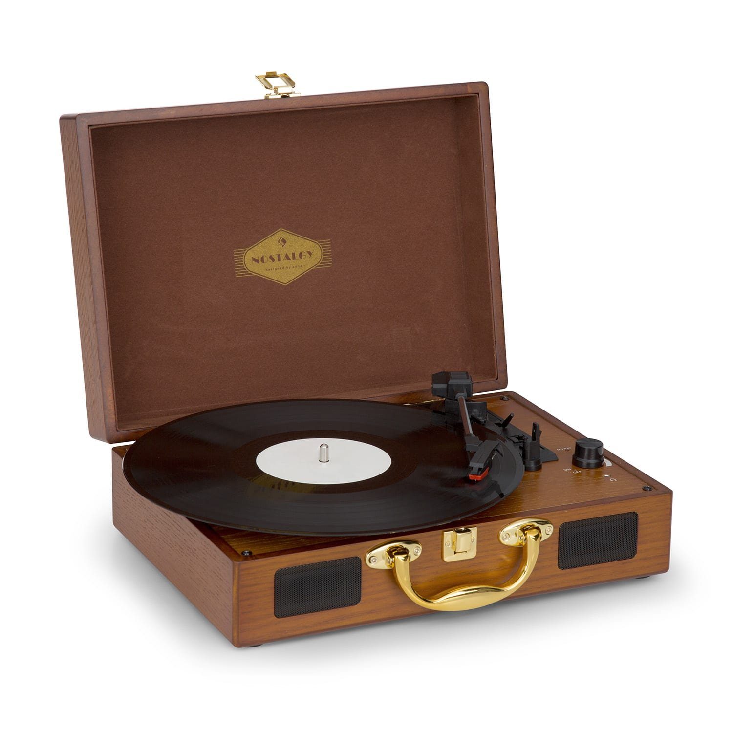 Auna Peggy Sue Plattenspieler (Riemenantrieb, Schallplattenspieler Retro mit Lautsprecher Vinyl Plattenspieler)