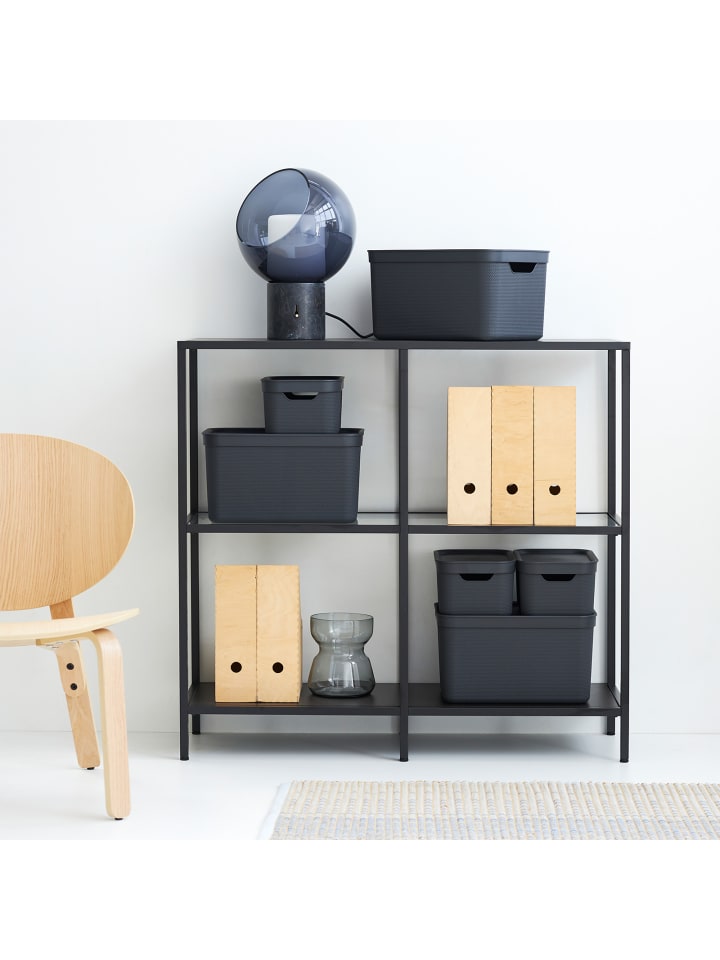 Rotho Jive Dekobox 3er-Set Aufbewahrungskorb 5l in Holzkohle schwarz gedeckt günstig kaufen onesize
