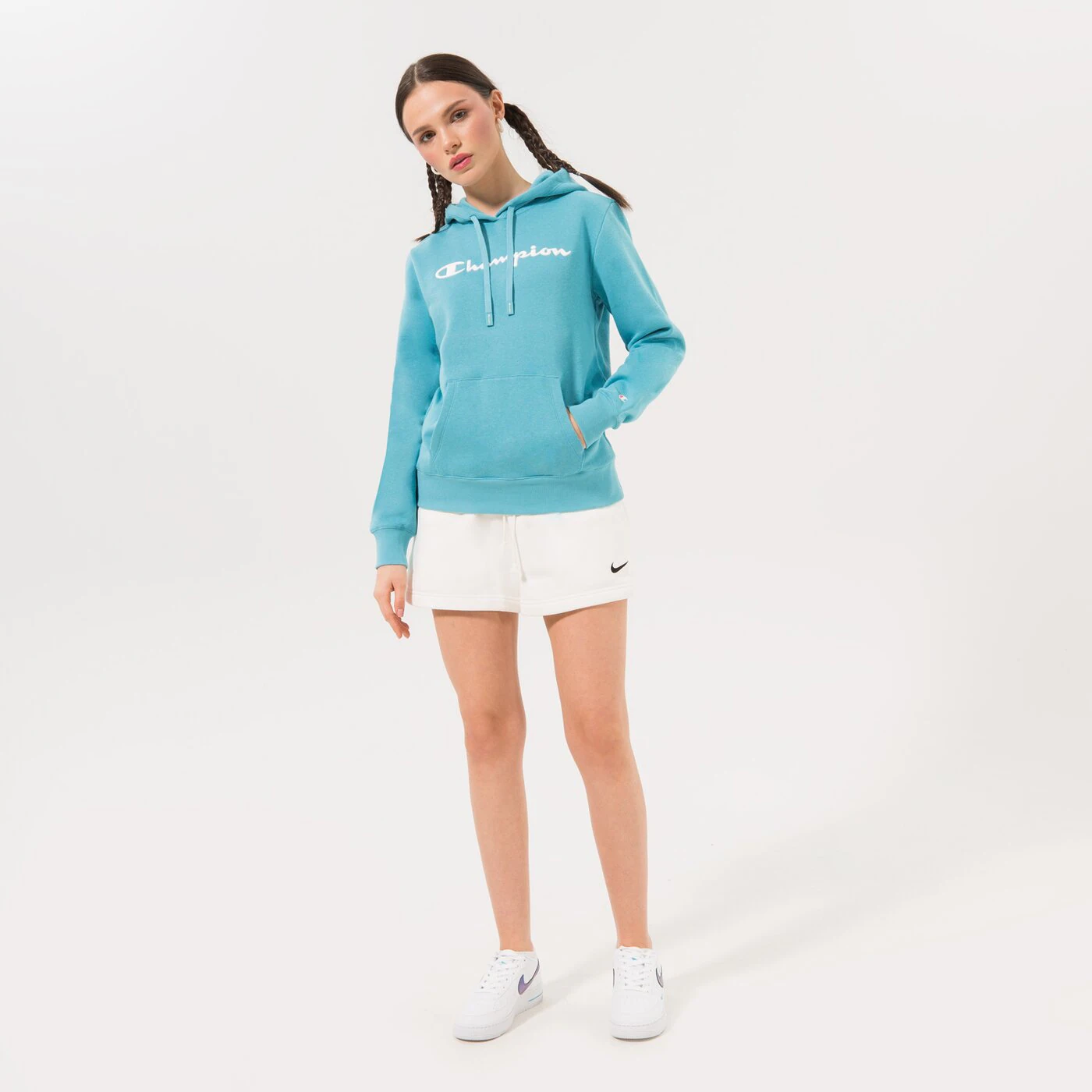 CHAMPION HOODIE HOODED SWEATSHIRT Blau
