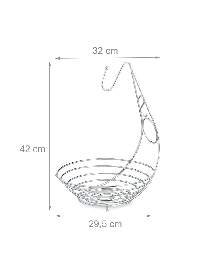 relaxdays Obstkorb in Silber - (B)29,5 x (H)42 x (T)32 cm günstig kaufen onesize