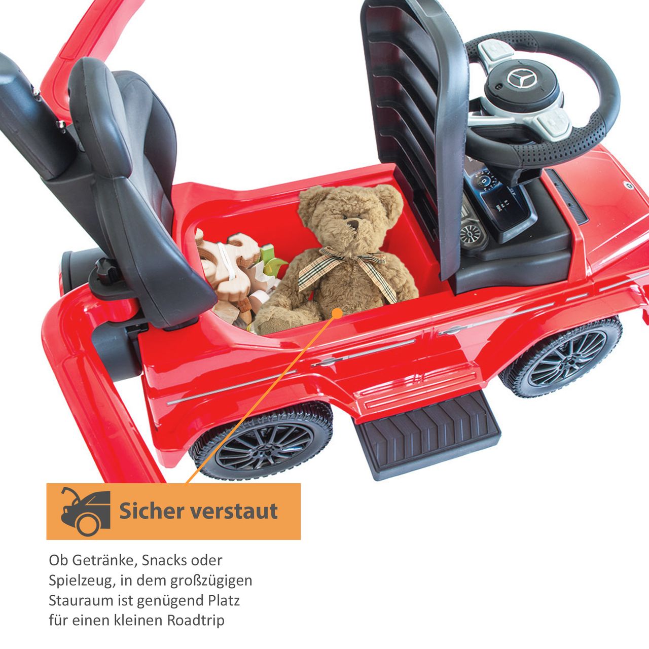 Lemodo Rutschauto mit Schiebstange Mercedes ab 1 Jahr, rot