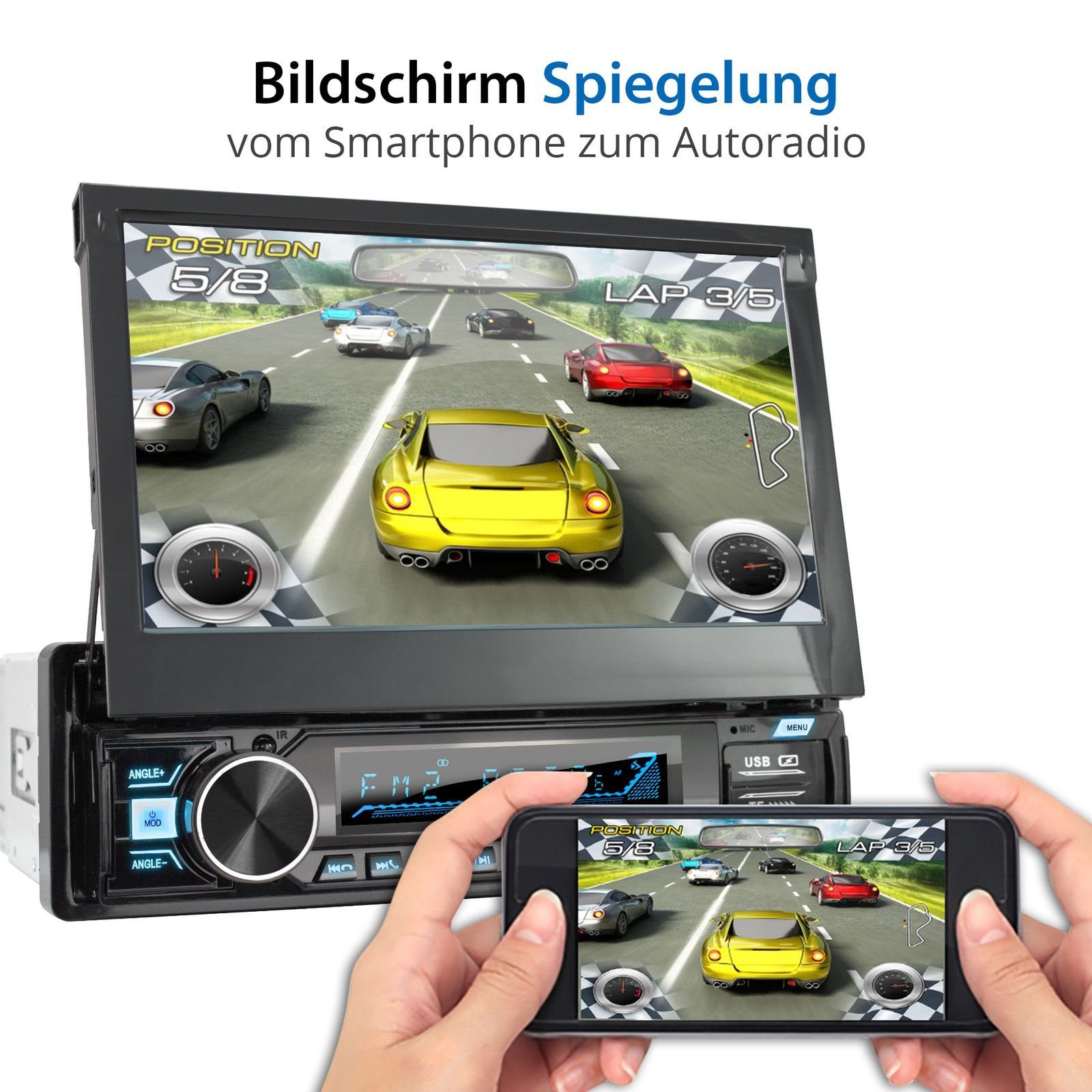 XOMAX XM-V779 Autoradio mit 7 Zoll Touchscreen Bildschirm Bluetooth, 1 DIN Autoradio