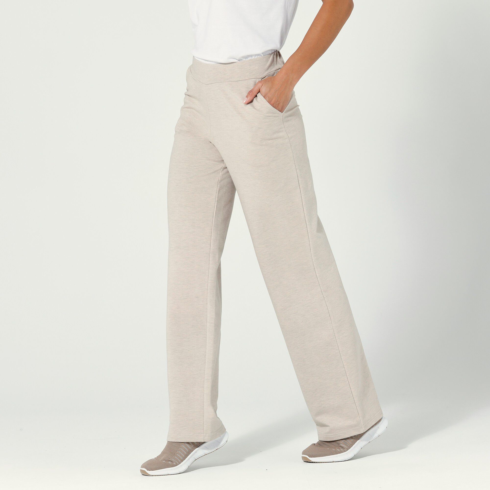 Pantalon coupe large molleton taille élastiquée