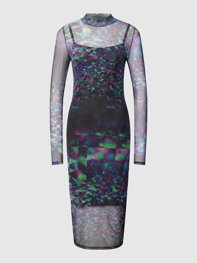 Midikleid in semitransparentem Design in black