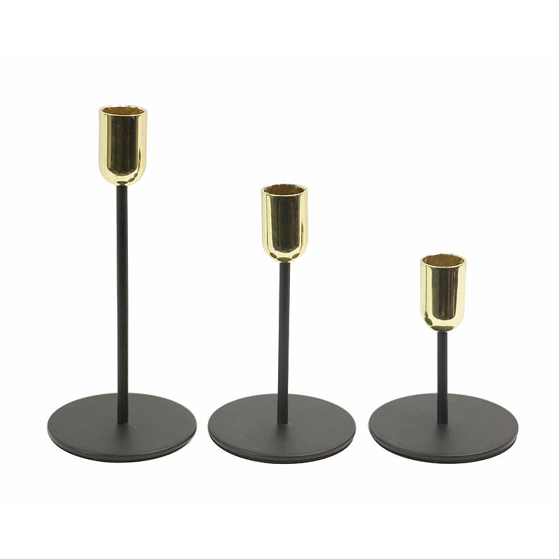 Home Kronelysholder s/3 14, 18, 22 cm metall sort/gull