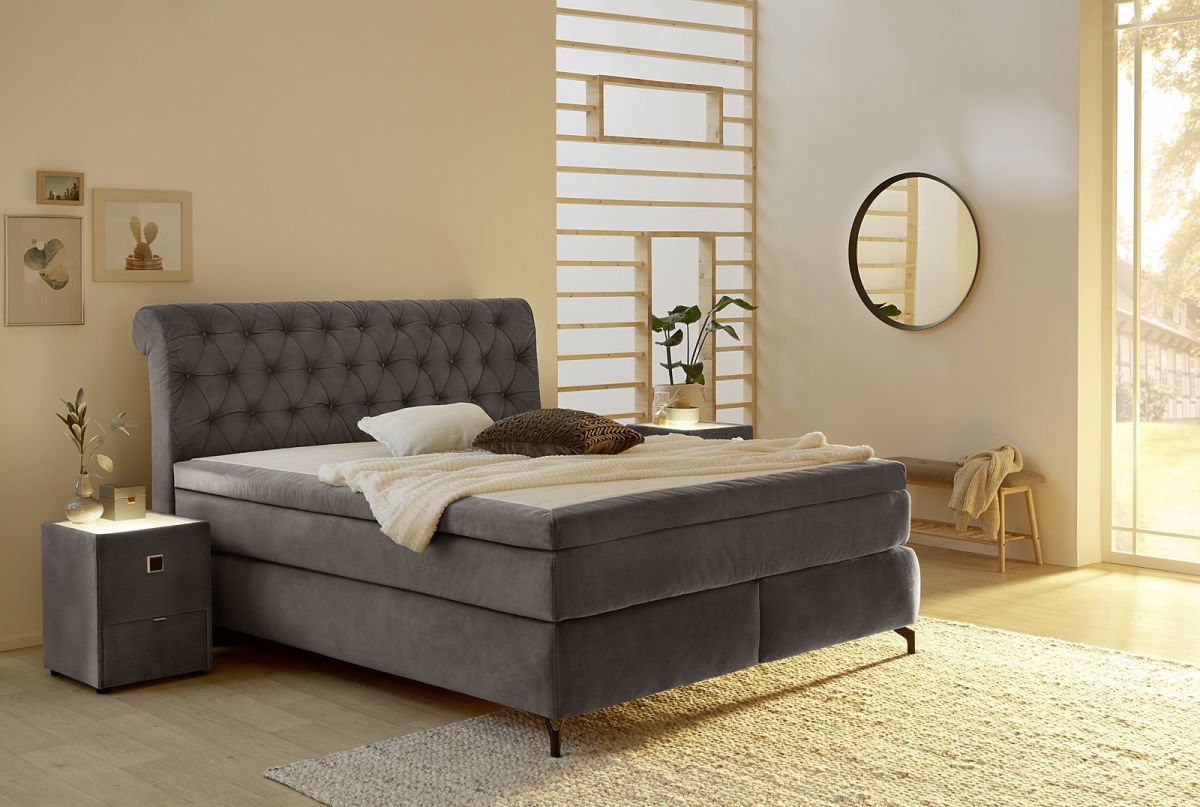 Boxspringbett Scarlett Grau 180 x 200 cm