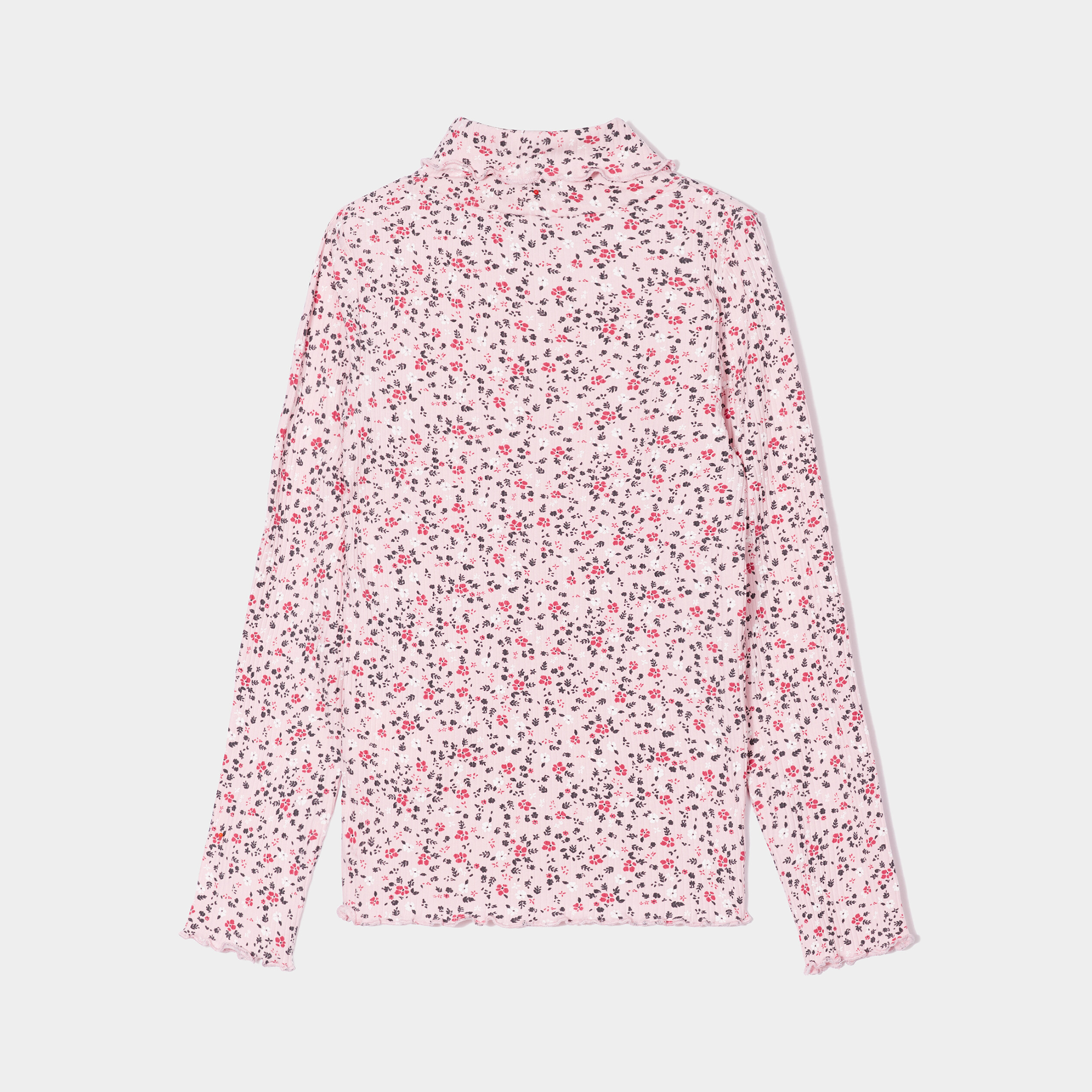 Lot 2 t-shirts côtelé col roulé rose poudrée fille | La Halle