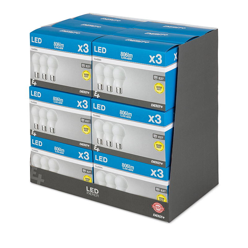 Energy Lyspære LED 806 lm 3-pk Classic E27 A60