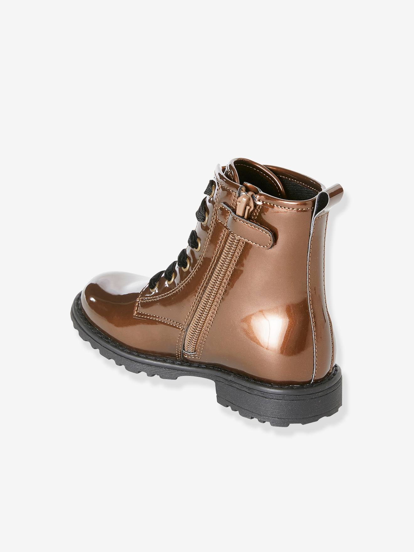Vertbaudet Mädchen Schnürboots mit Reißverschluss - bronze