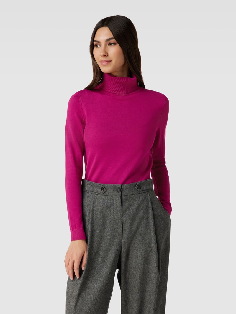 Rollkragenpullover in unifarbenem Design mit Label-Detail in pink