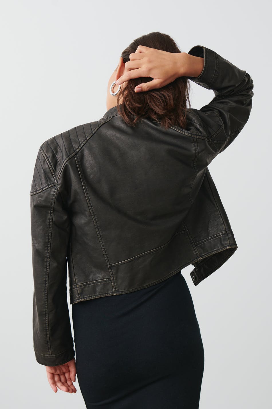 Washed biker jacket