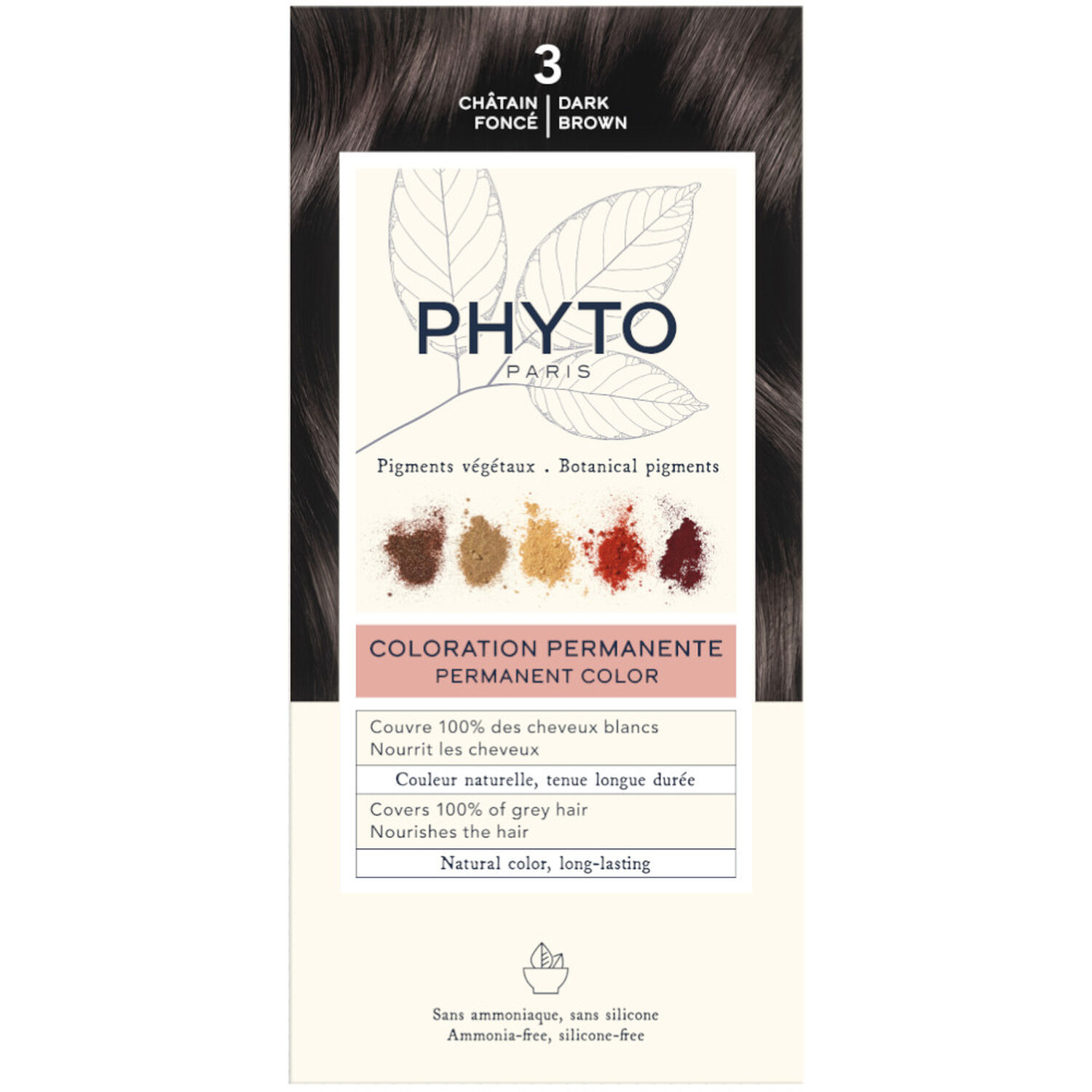Phyto Phytocolor Coloration Permanente 3 Châtain Foncé - Cheveux Colorés Ou Blancs