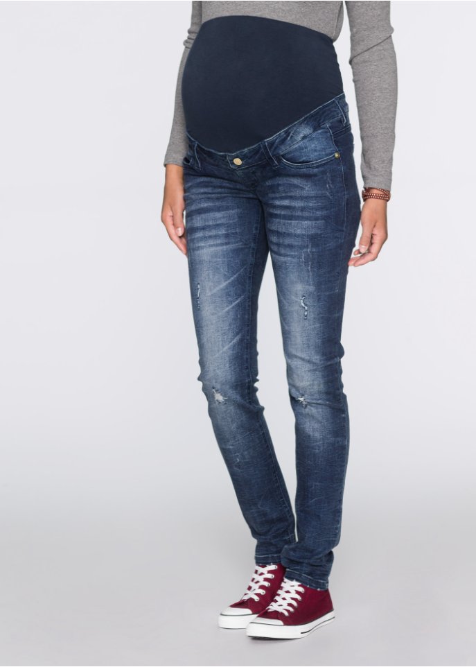Umstandsjeans im Destroyed-Look Skinny