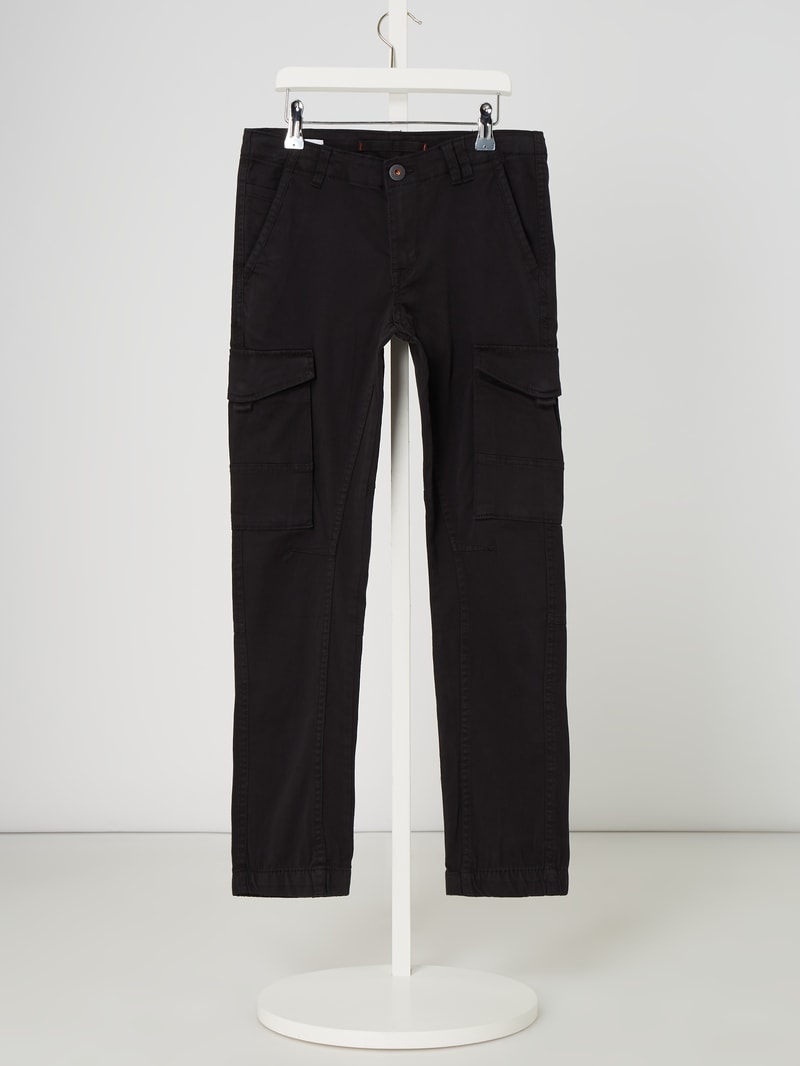 Slim Fit Cargohose mit Stretch-Anteil Modell 'Paul' in schwarz