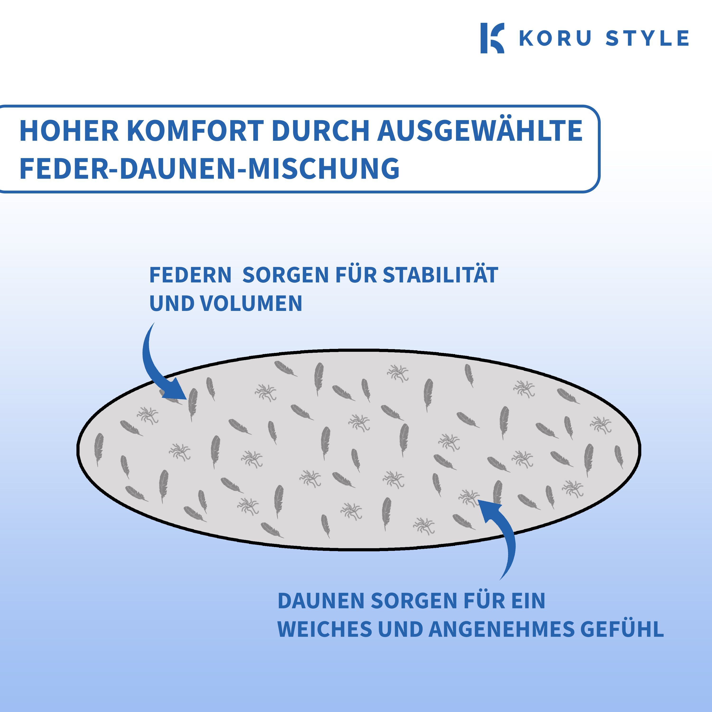 Federkissen Kopfkissen Superior mit weichem Stützkomfort, Koru Style, Füllung: Neue Landfedern und Landdaunen 70%/30%, hochwertig verarbeitet, allergikergeeignet, hergestellt in Deutschland