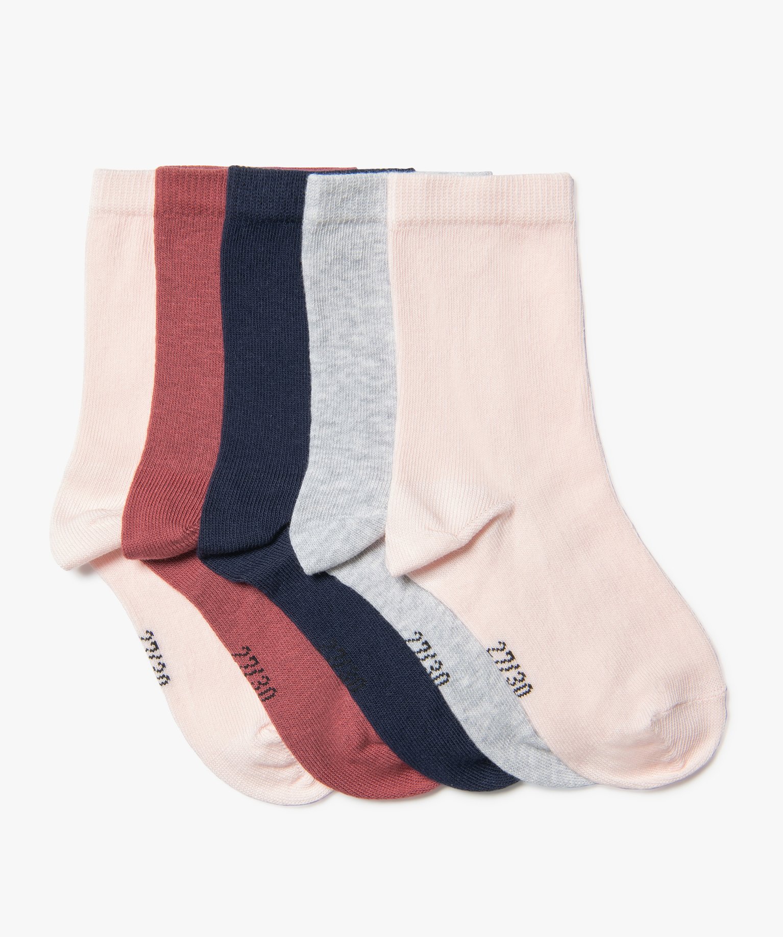 Chaussettes tige haute en maille fine fille (lot de 5) rose | GEMO