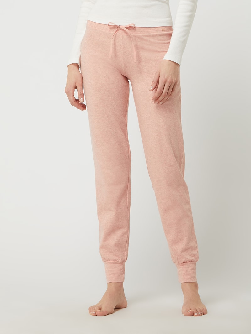 Lounge-Hose mit Logo-Applikation in altrosa