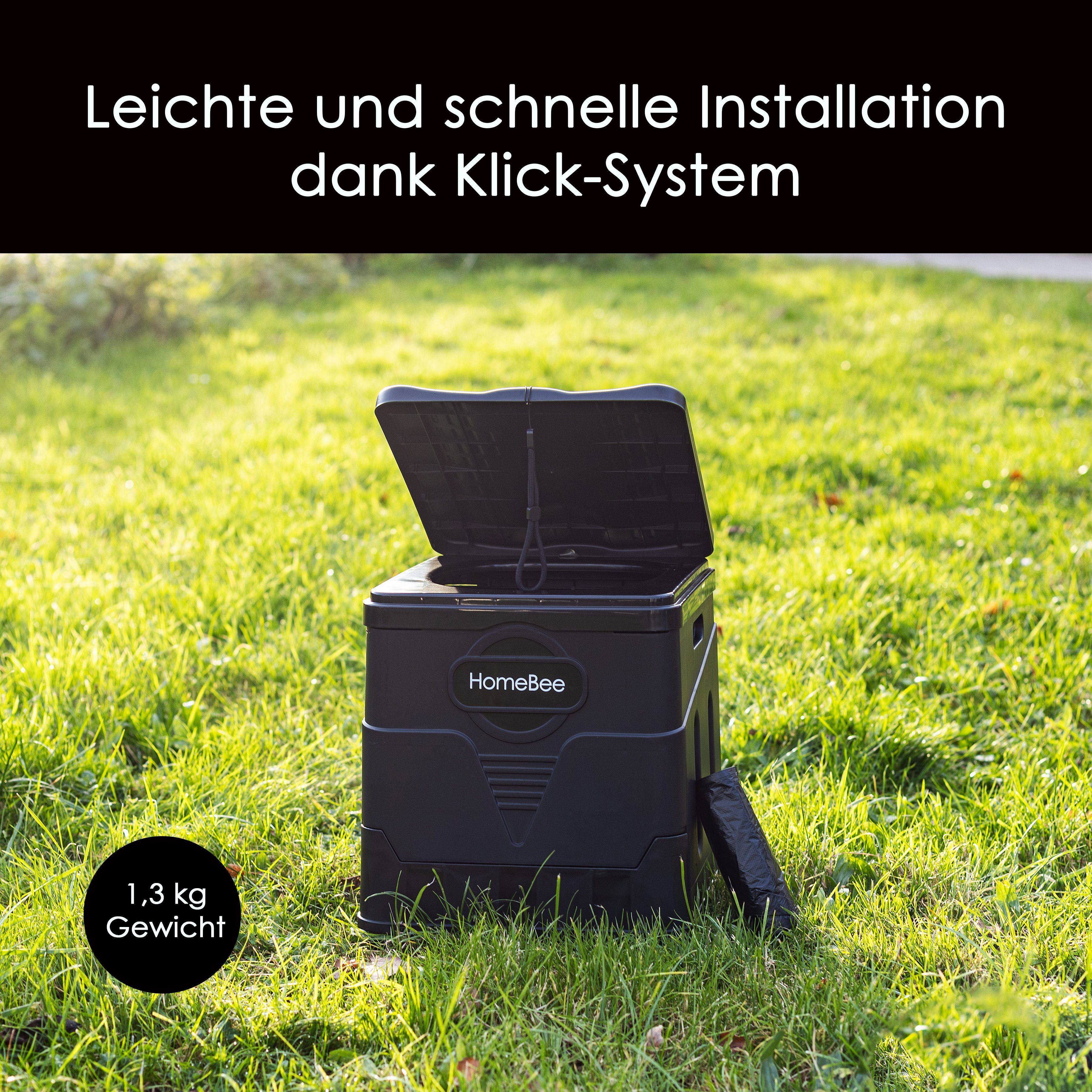HomeBee Campingtoilette Campingtoilette, (Campingtoilette inkl. Beutel, 1-St., Faltbare Trockentoilette mit Deckel), Einfaches Klick-System