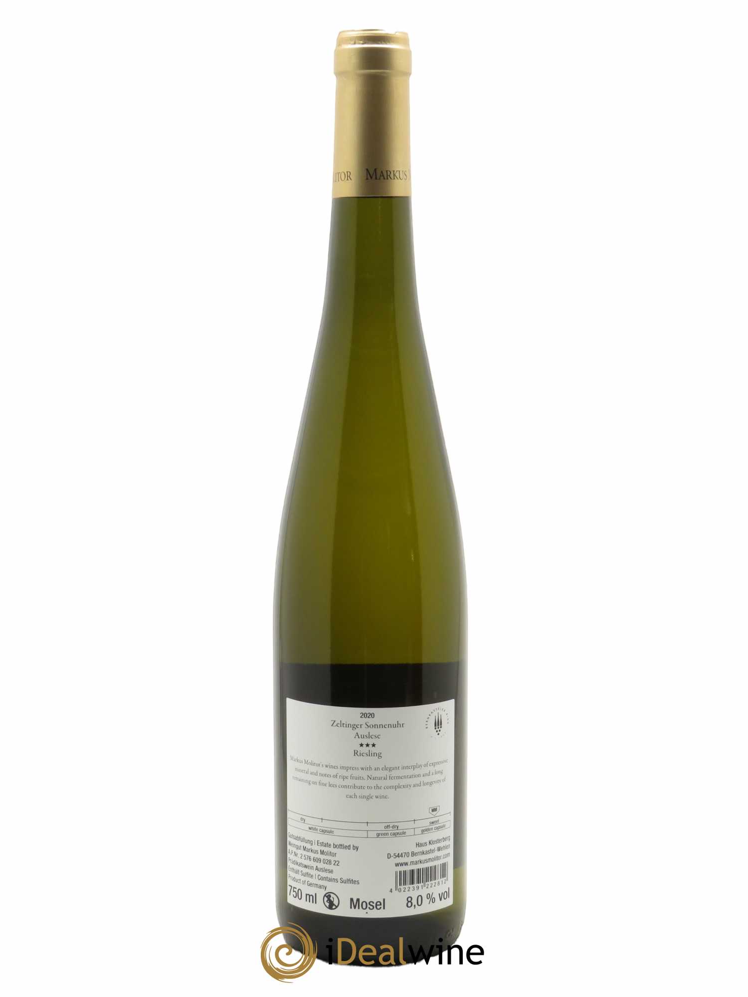 Riesling Markus Molitor Zeltinger Sonnenuhr Auslese Gold Capsule°°°  2020 - Lot de 1 Bouteille