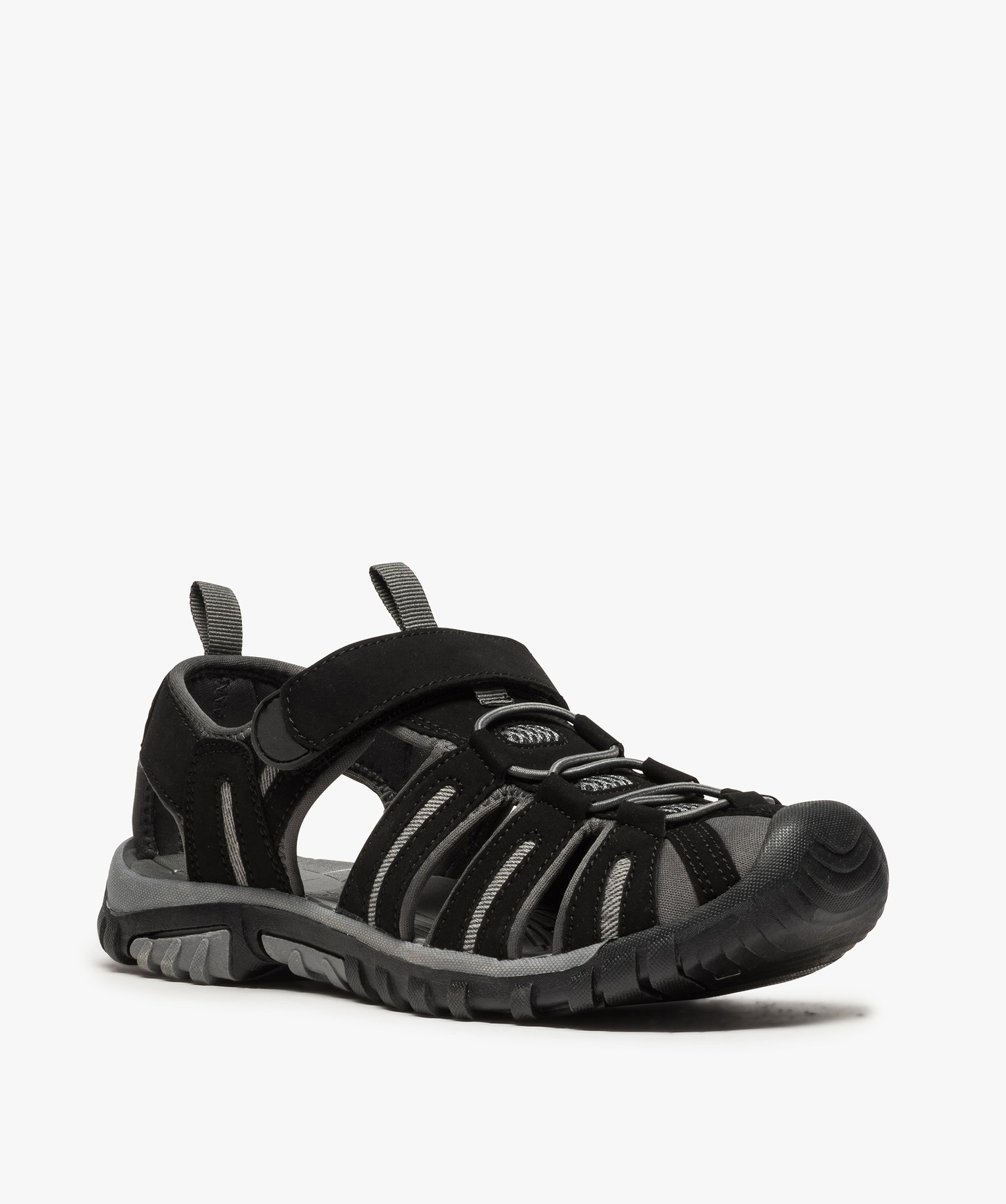 Sandales homme style randonnée à scratch et bout fermé noir | GEMO