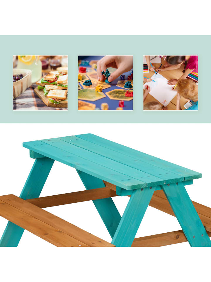 relaxdays Kindersitzgruppe in Blau/ Braun - (B)90 x (H)51 x (T)78 cm günstig kaufen onesize