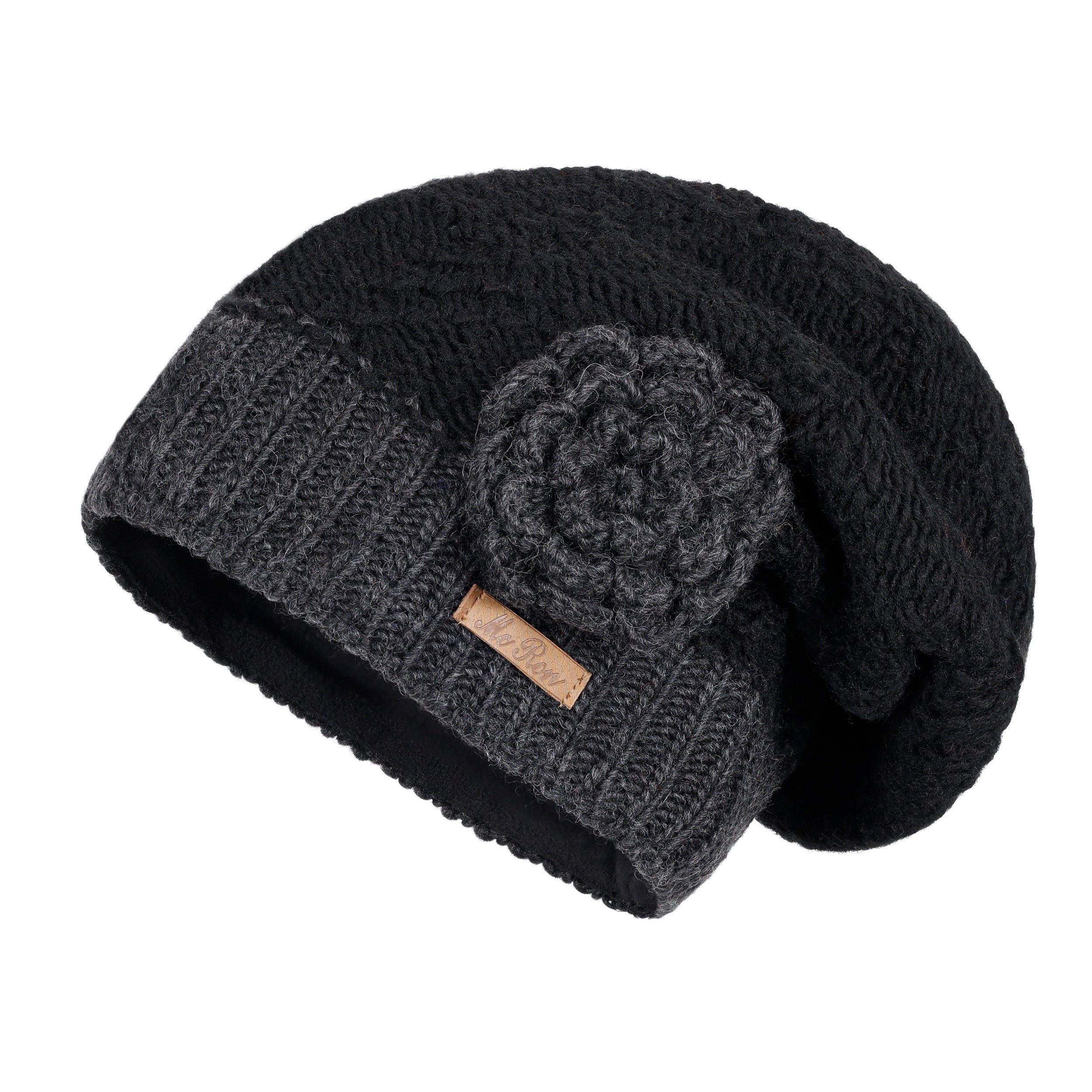 McRon Beanie Wollmütze Modell Luna gefüttert mit Fleece, hoher Schurwollanteil