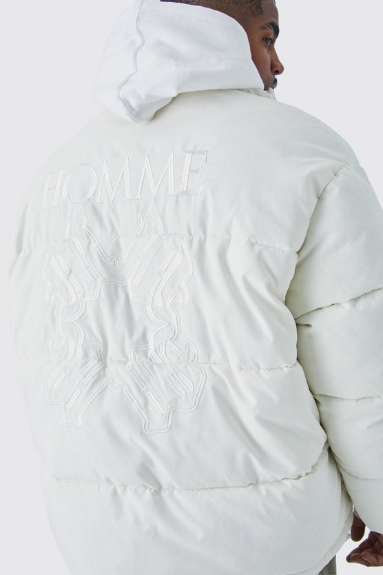 Plus Oversize Steppjacke aus Nylon mit Stickerei
