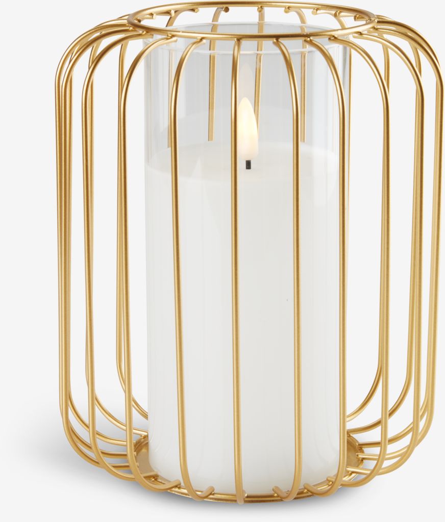 KRESTER KRESTER candle lantern Ø15xH18cm gold with LED diodes