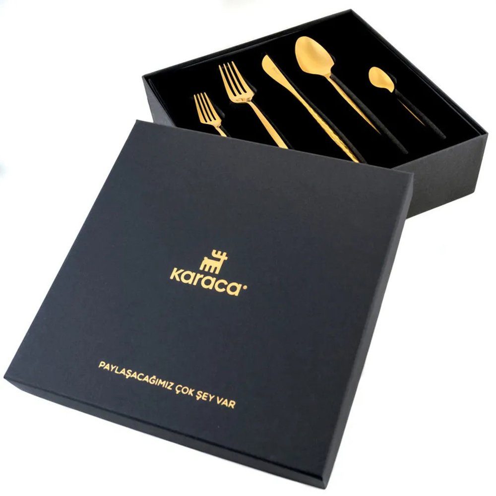 Özberk Besteck-Set Callisto Matte Gold, Kacaca Callisto Edelstahlbesteck Set Gold 30 teilig