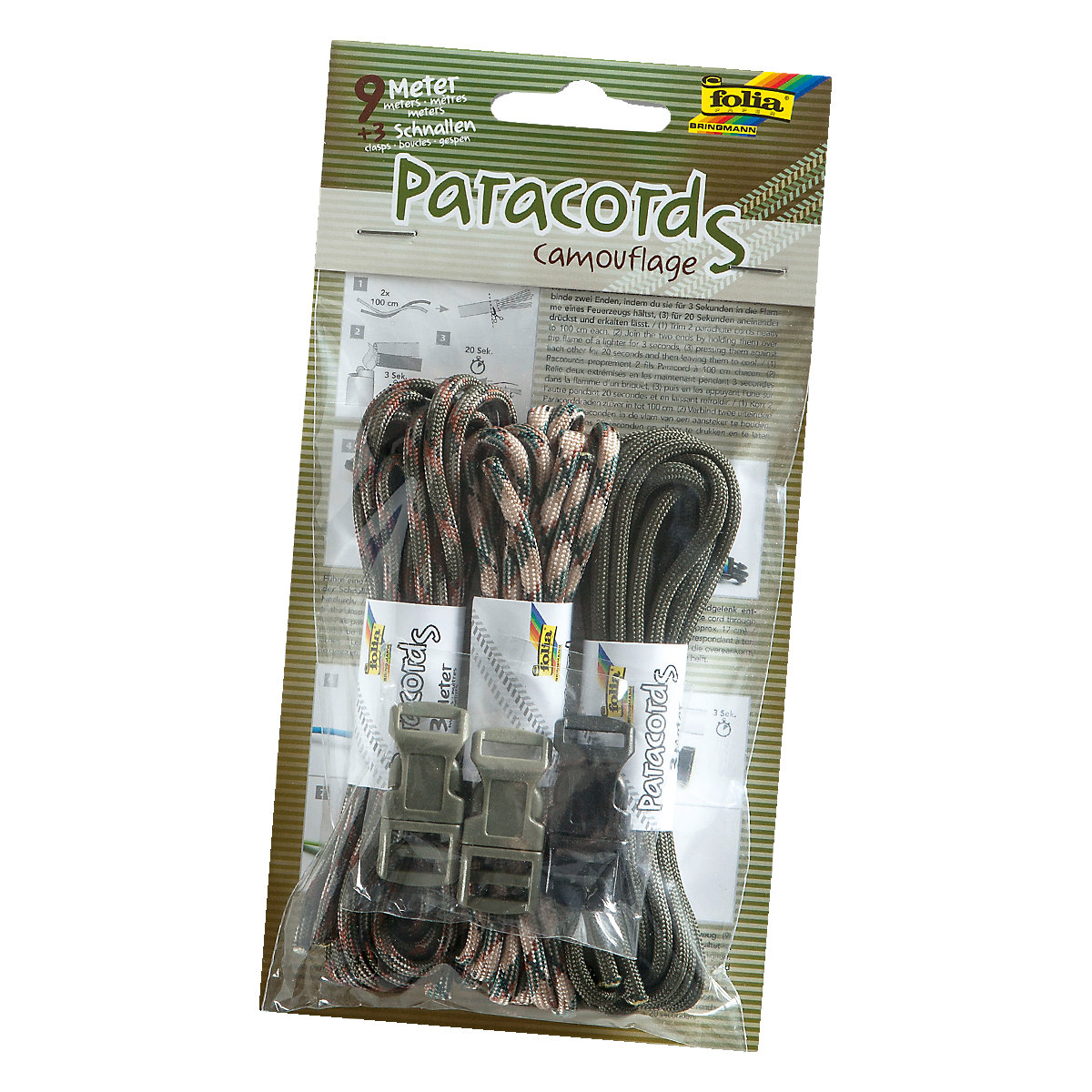 Paracords Camouflage, 9 m & Zubehör