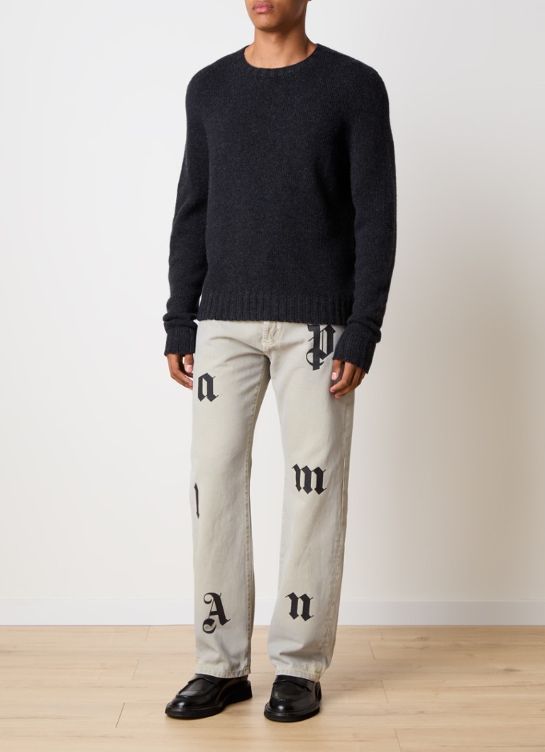 Palm Angels Fine-knit pullover in cashmere blend with knitted-in logo