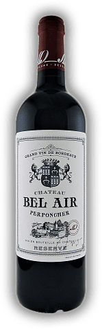 Chateau Bel Air Perponcher, Chateau Bel Air rouge, 80% Merlot, 10% Cabernet Sauvignon, 10% Cabernet Franc, AOC Reserve, 2018, Bordeaux rouge  Chateau Bel Air Perponcher, Chateau Bel Air rouge, 80% Merlot, 10% Cabernet Sauvignon, 10% Cabernet Franc, A