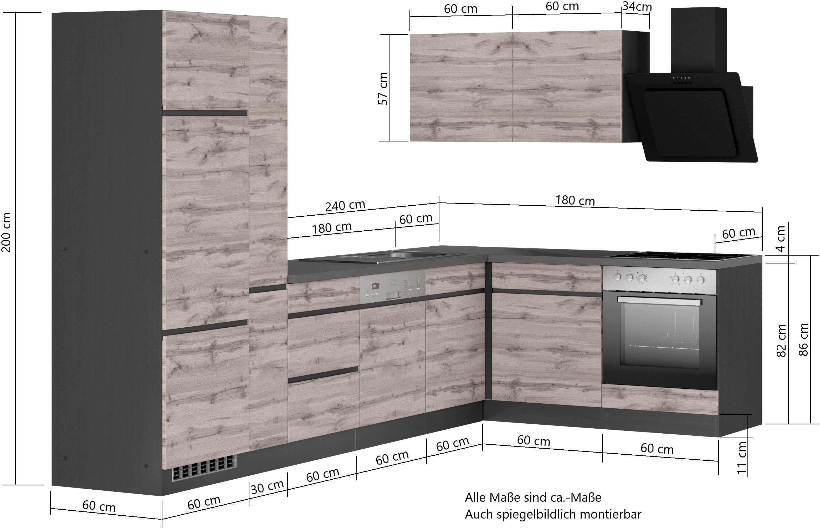 HELD MÖBEL Küche Riesa, Stellbreite 240x270 cm, wahlweise mit oder ohne E-Geräte